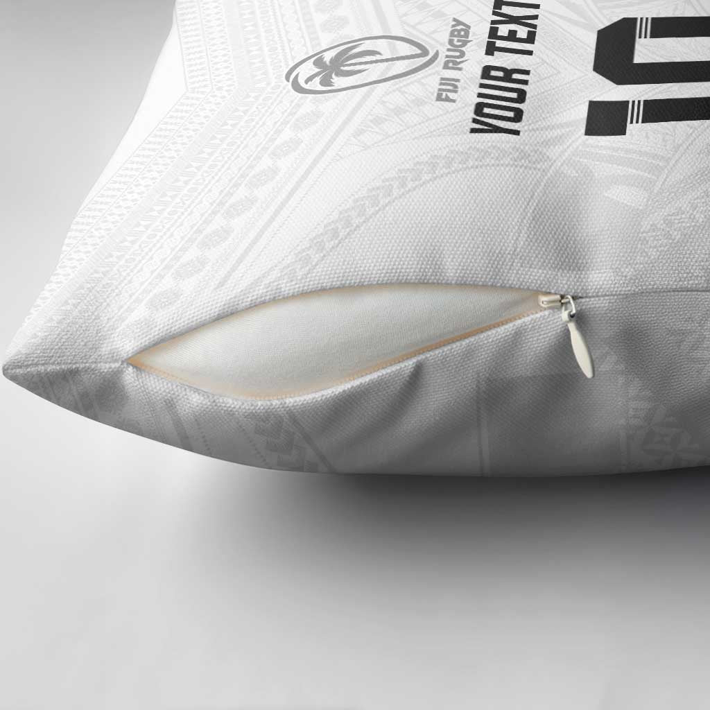 Custom Fiji Rugby Pillow Cover Tapa Tribal Motifs Sporty Style - Polynesian Pride