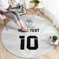 Custom Fiji Rugby Round Carpet Tapa Tribal Motifs Sporty Style - Polynesian Pride
