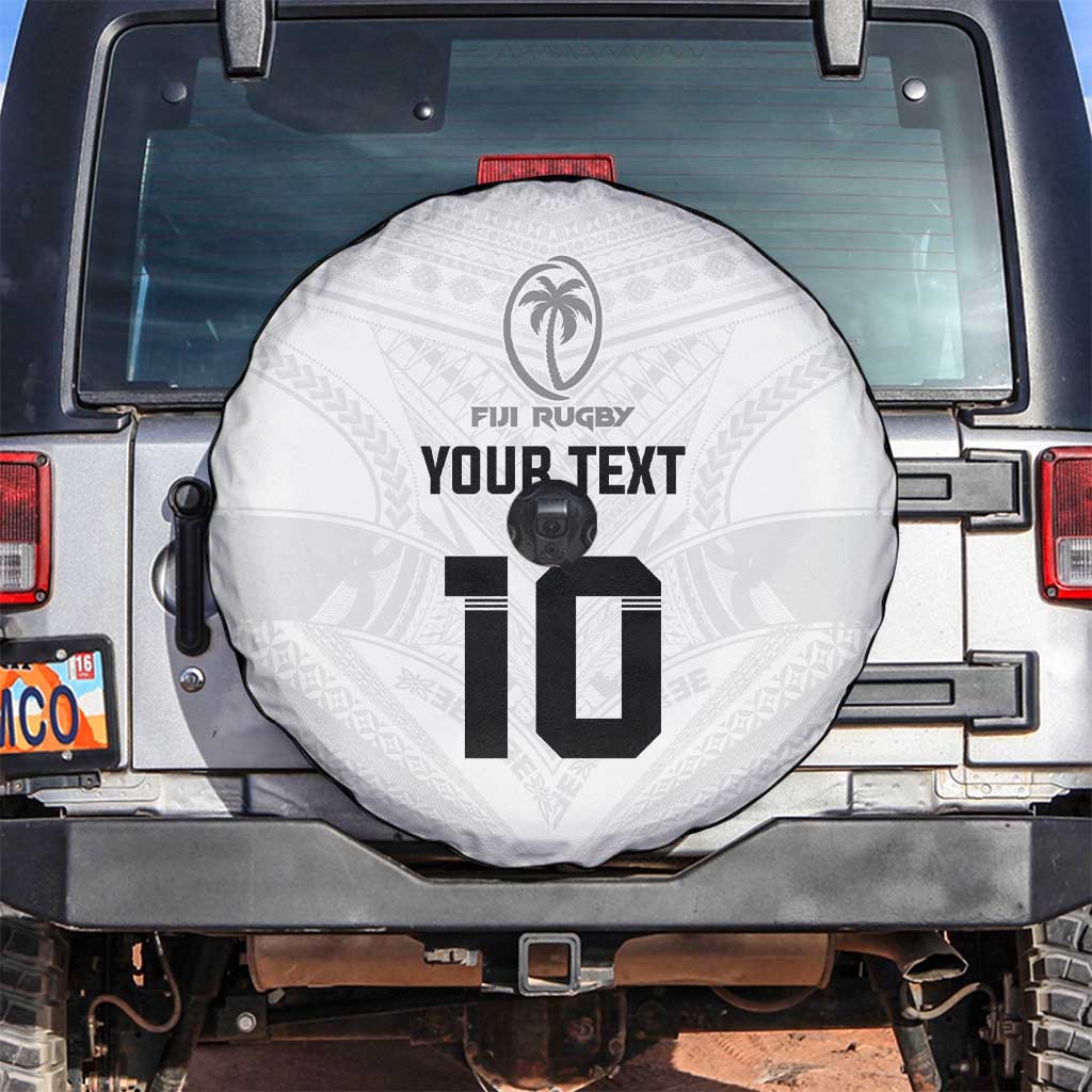 Custom Fiji Rugby Spare Tire Cover Tapa Tribal Motifs Sporty Style - Polynesian Pride