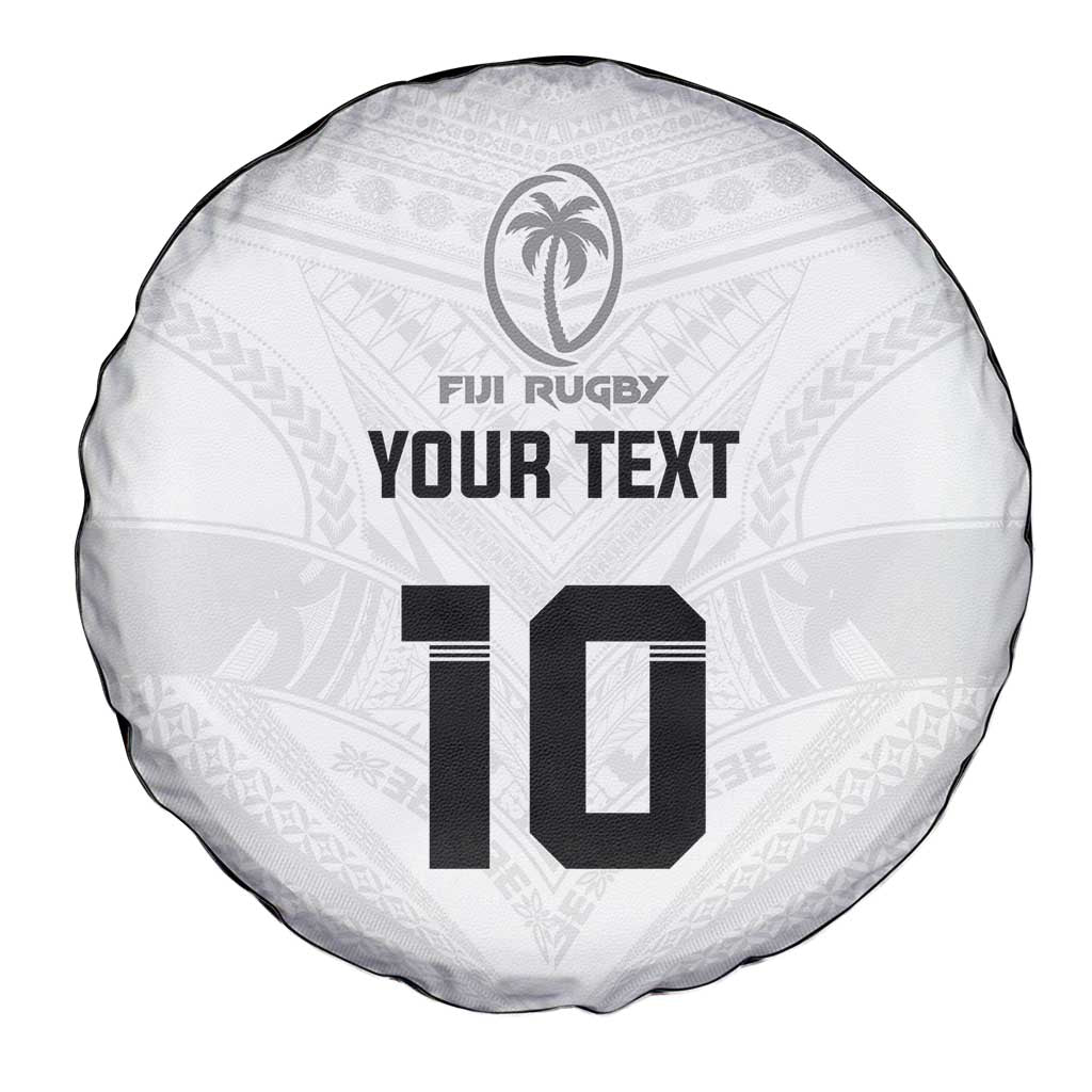 Custom Fiji Rugby Spare Tire Cover Tapa Tribal Motifs Sporty Style - Polynesian Pride