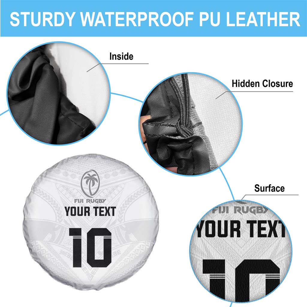 Custom Fiji Rugby Spare Tire Cover Tapa Tribal Motifs Sporty Style - Polynesian Pride