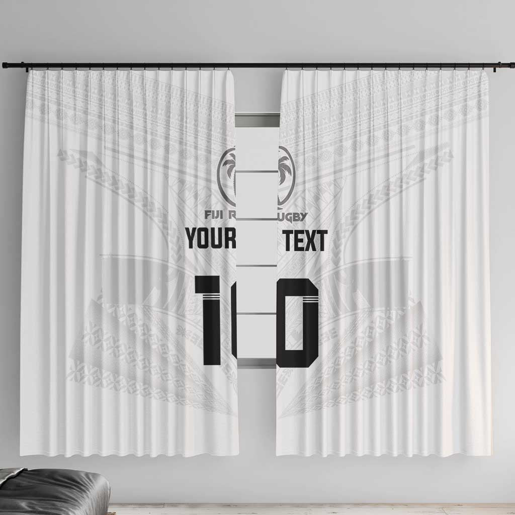 Custom Fiji Rugby Window Curtain Tapa Tribal Motifs Sporty Style - Polynesian Pride