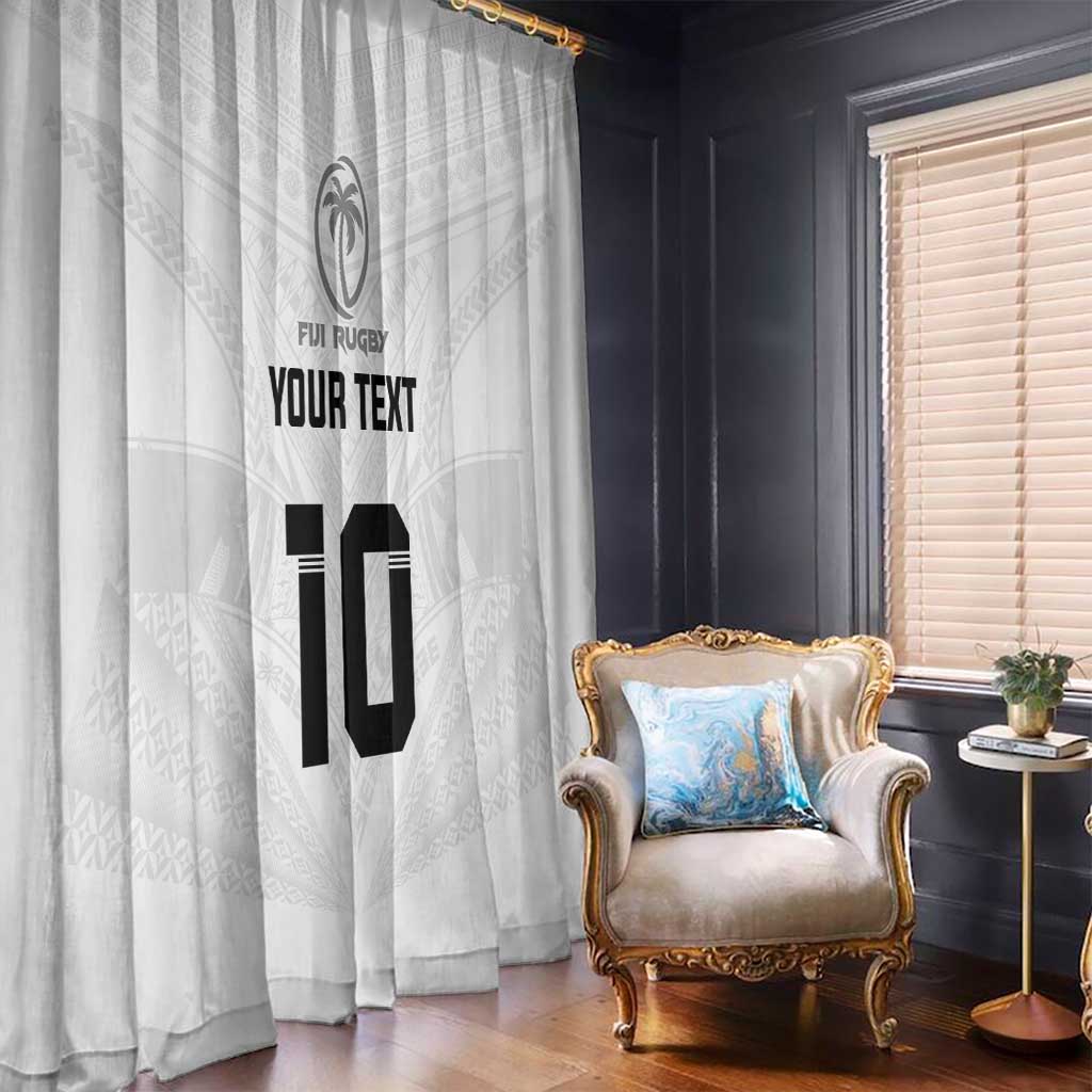 Custom Fiji Rugby Window Curtain Tapa Tribal Motifs Sporty Style - Polynesian Pride