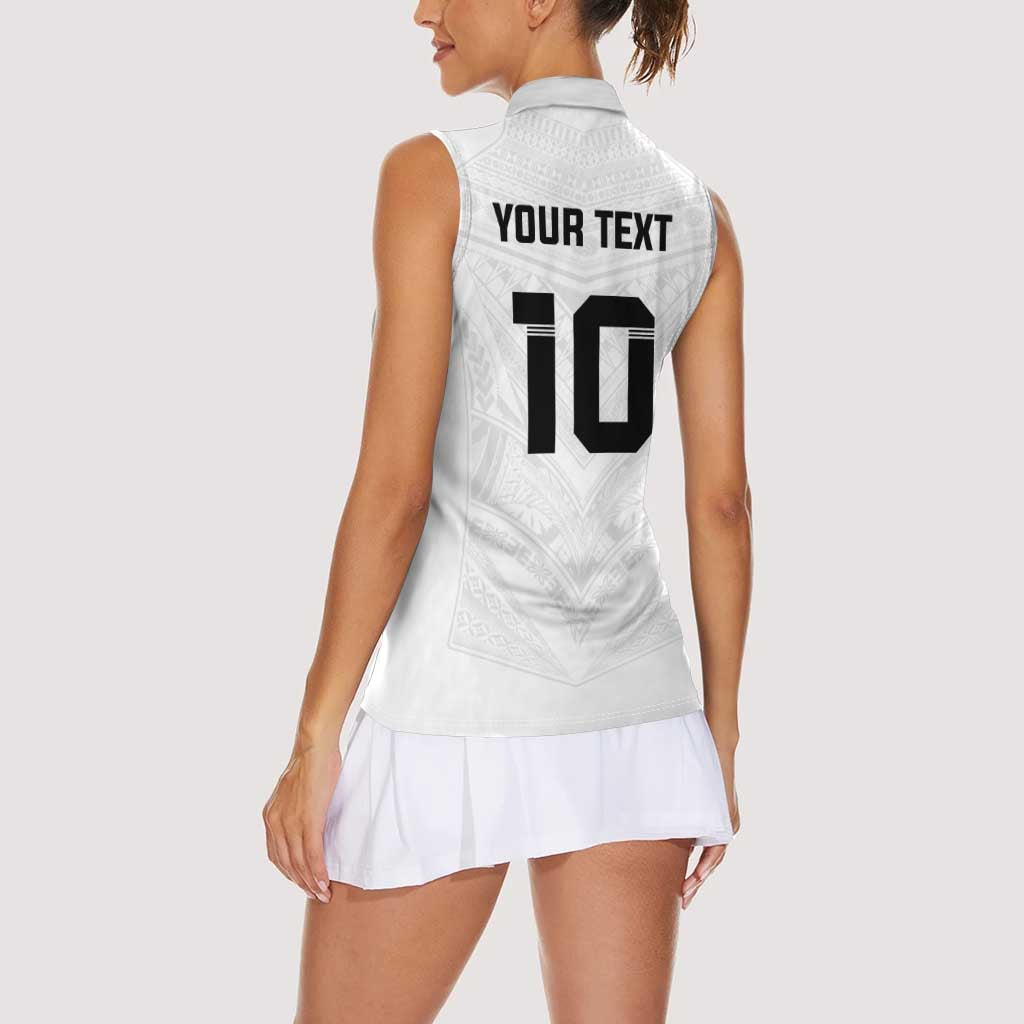 Custom Fiji Rugby Women Sleeveless Polo Shirt Tapa Tribal Motifs Sporty Style - Polynesian Pride