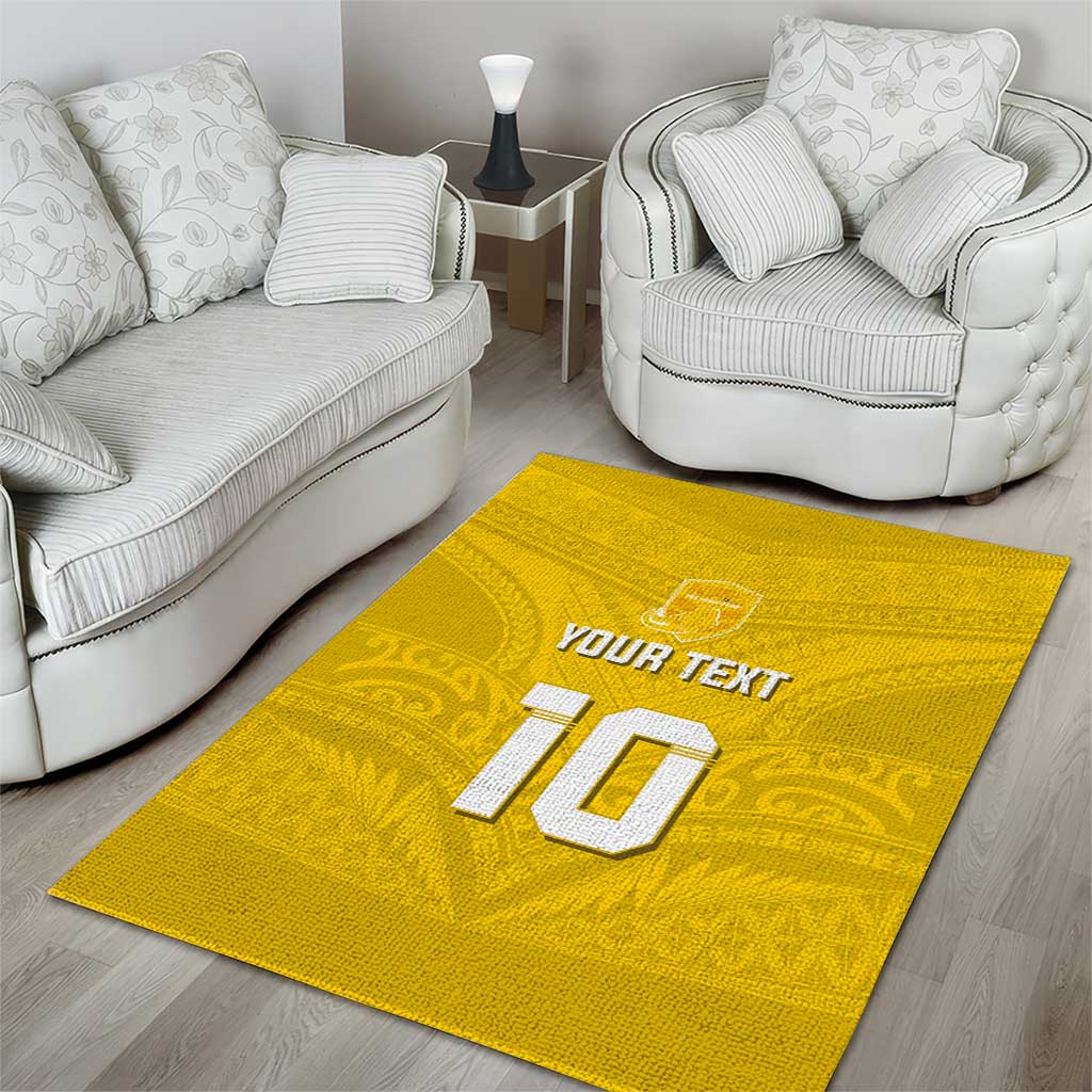 Custom Niue Rugby Area Rug Hiapo Tribal Motifs Sporty Style - Polynesian Pride