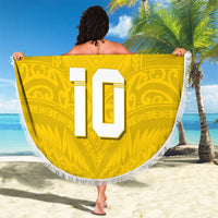 Custom Niue Rugby Beach Blanket Hiapo Tribal Motifs Sporty Style - Polynesian Pride