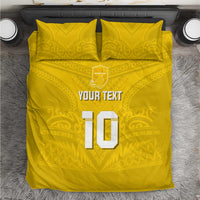 Custom Niue Rugby Bedding Set Hiapo Tribal Motifs Sporty Style - Polynesian Pride