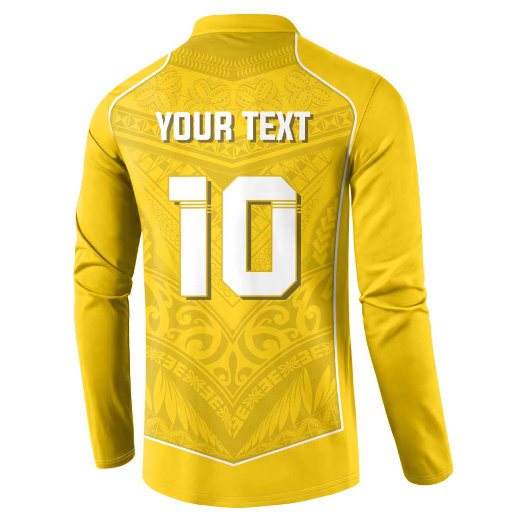 Custom Niue Rugby Button Sweatshirt Hiapo Tribal Motifs Sporty Style - Polynesian Pride