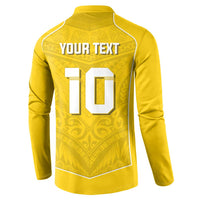 Custom Niue Rugby Button Sweatshirt Hiapo Tribal Motifs Sporty Style - Polynesian Pride