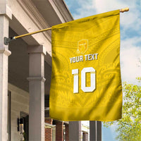 Custom Niue Rugby Garden Flag Hiapo Tribal Motifs Sporty Style - Polynesian Pride