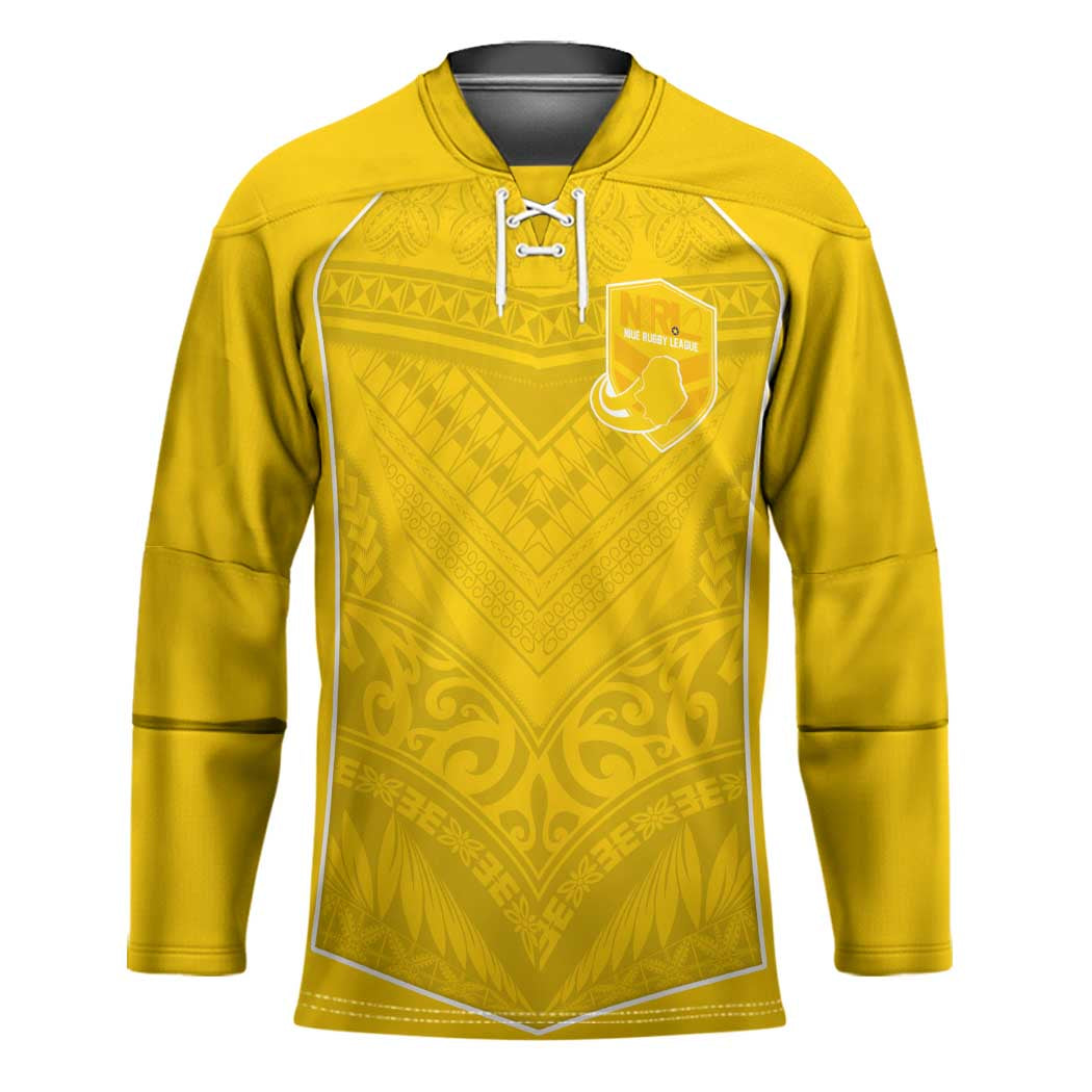 Custom Niue Rugby Hockey Jersey Hiapo Tribal Motifs Sporty Style - Polynesian Pride
