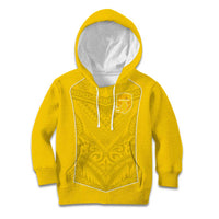 Custom Niue Rugby Kid Hoodie Hiapo Tribal Motifs Sporty Style LT03 Hoodie Yellow - Polynesian Pride