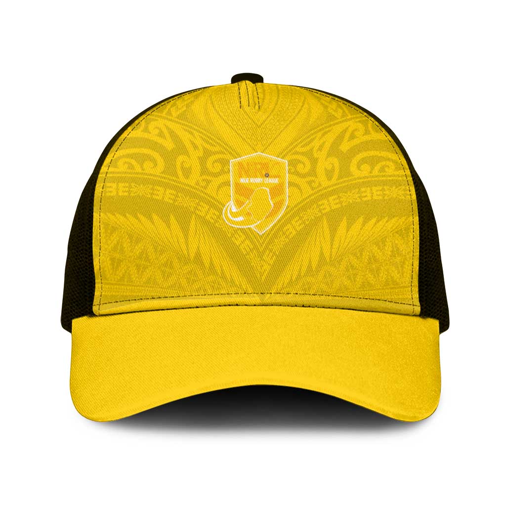 Niue Rugby Mesh Trucker Cap Hiapo Tribal Motifs Sporty Style - Polynesian Pride