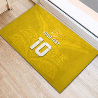 Custom Niue Rugby Rubber Doormat Hiapo Tribal Motifs Sporty Style - Polynesian Pride