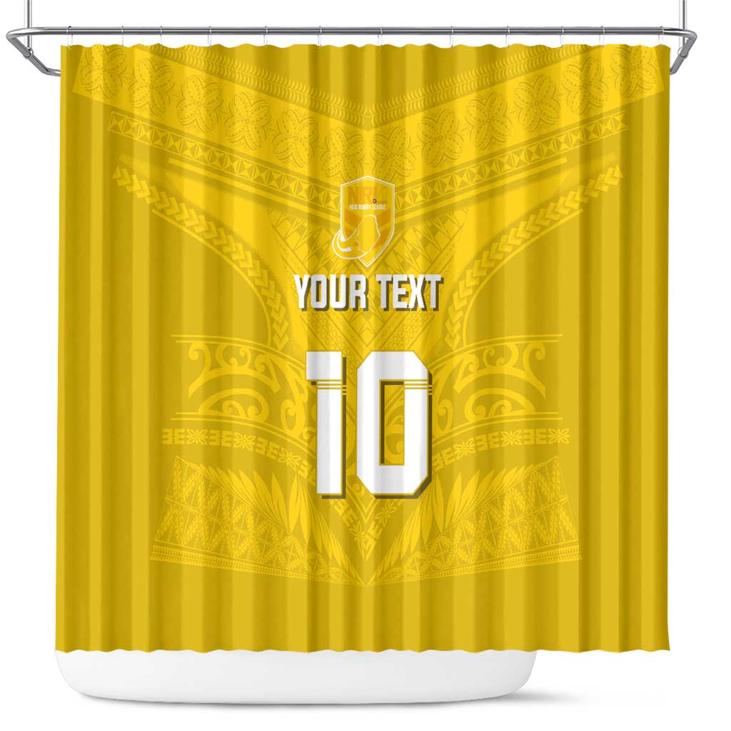 Custom Niue Rugby Shower Curtain Hiapo Tribal Motifs Sporty Style - Polynesian Pride
