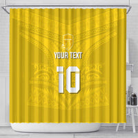 Custom Niue Rugby Shower Curtain Hiapo Tribal Motifs Sporty Style - Polynesian Pride