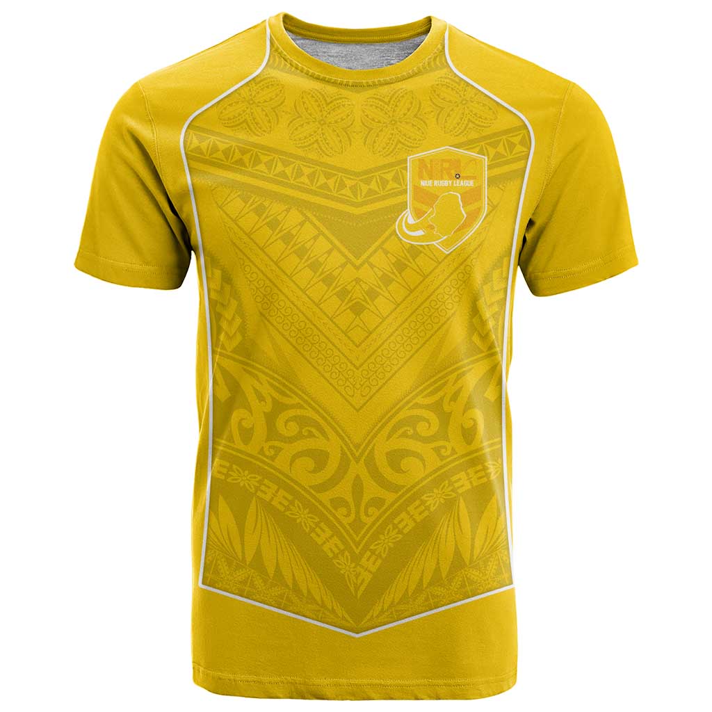 Custom Niue Rugby T Shirt Hiapo Tribal Motifs Sporty Style - Polynesian Pride