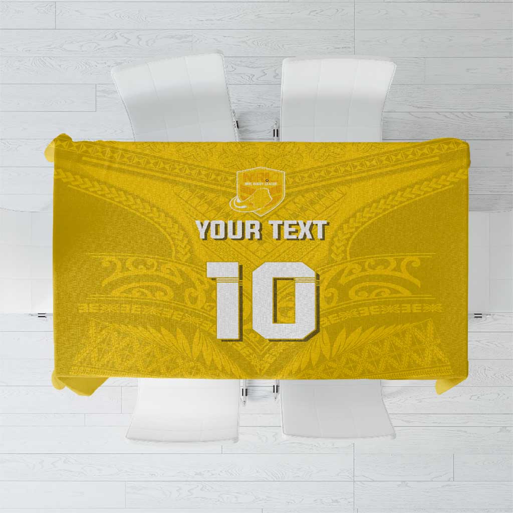 Custom Niue Rugby Tablecloth Hiapo Tribal Motifs Sporty Style - Polynesian Pride