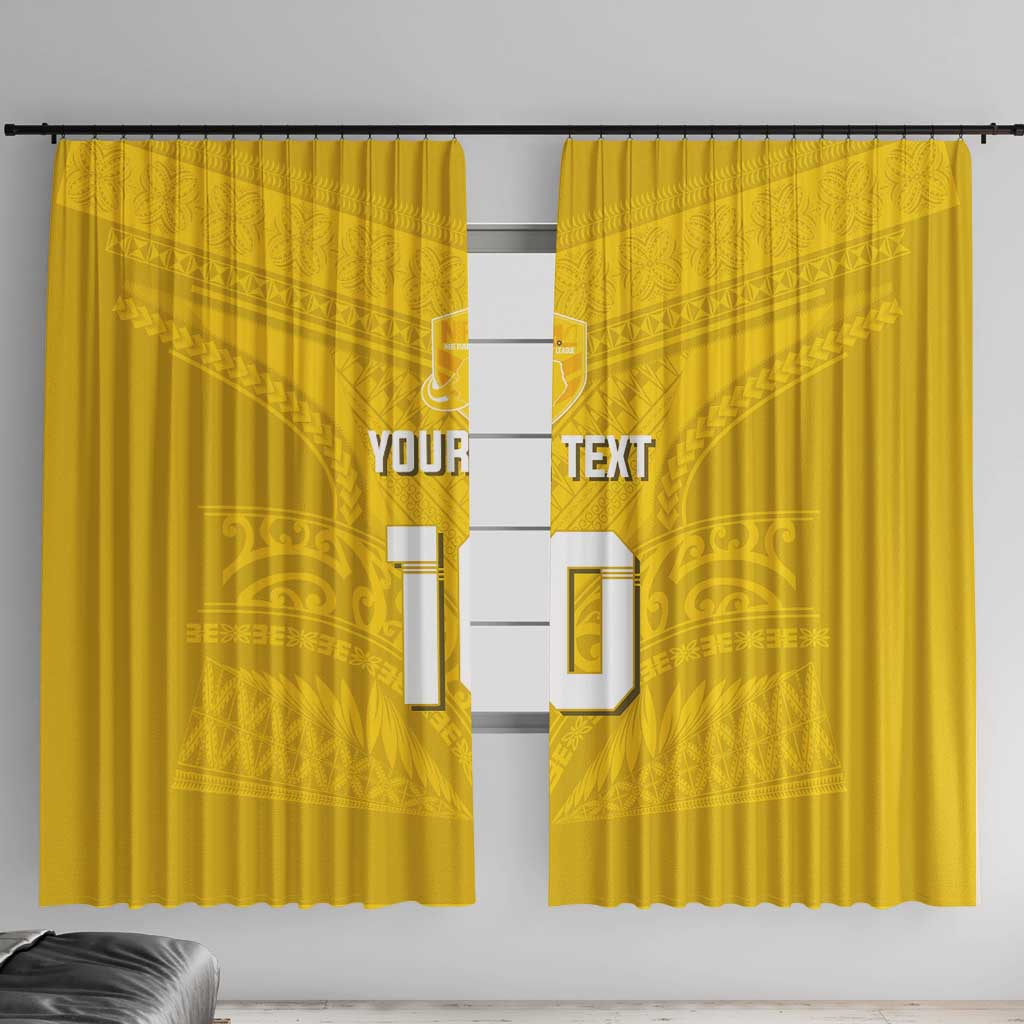 Custom Niue Rugby Window Curtain Hiapo Tribal Motifs Sporty Style - Polynesian Pride