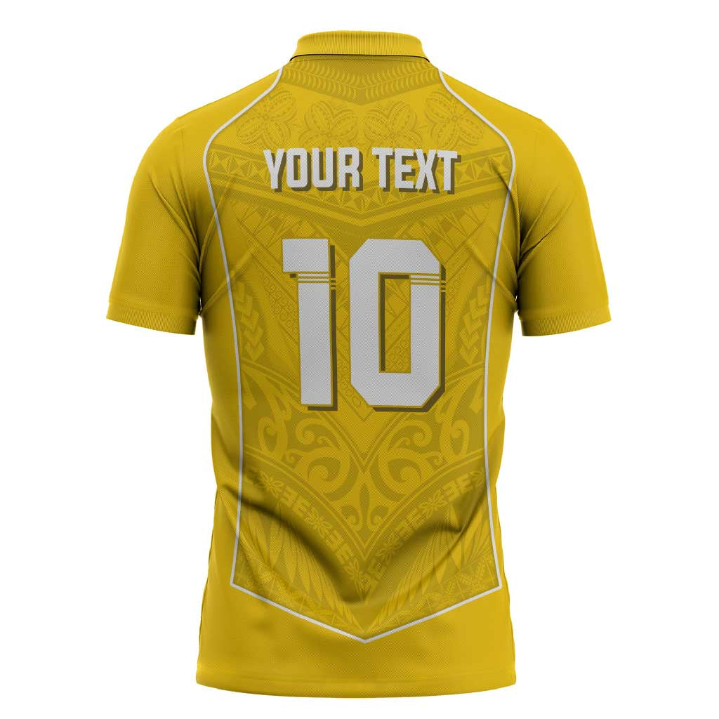 Custom Niue Rugby Zipper Polo Shirt Hiapo Tribal Motifs Sporty Style - Polynesian Pride