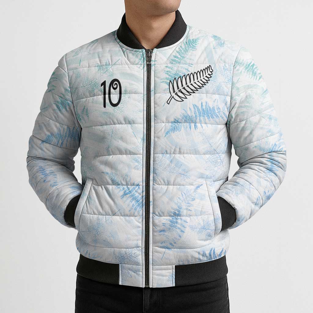 Custom New Zealand Football Bomber Puffer Jacket The Whites-Aotearoa Inspired - Polynesian Pride