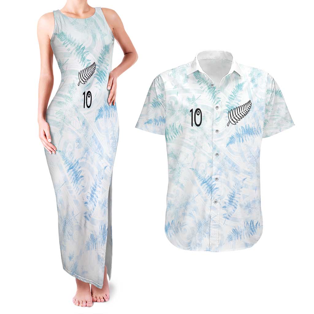 Custom New Zealand Football Couples Matching Tank Maxi Dress and Hawaiian Shirt The Whites-Aotearoa Inspired - Polynesian Pride