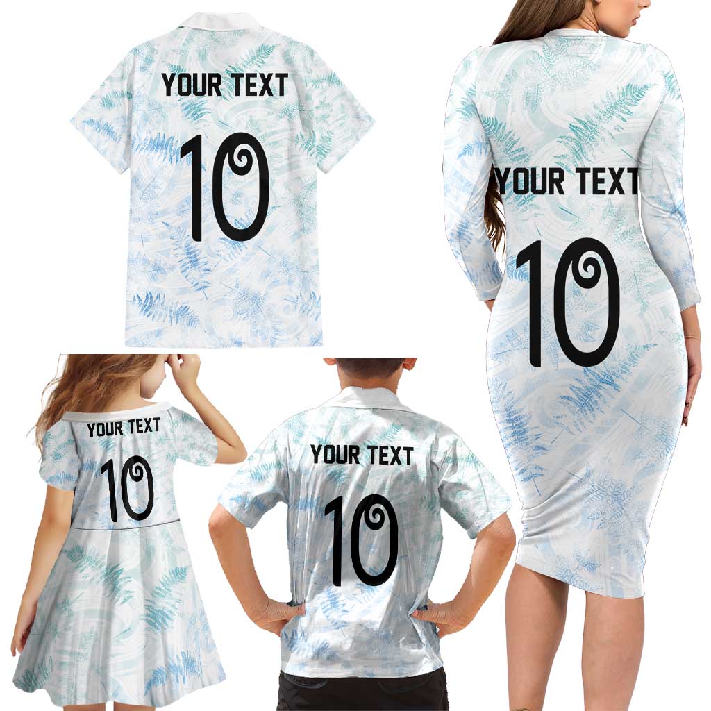 Custom New Zealand Football Family Matching Long Sleeve Bodycon Dress and Hawaiian Shirt The Whites-Aotearoa Inspired - Polynesian Pride