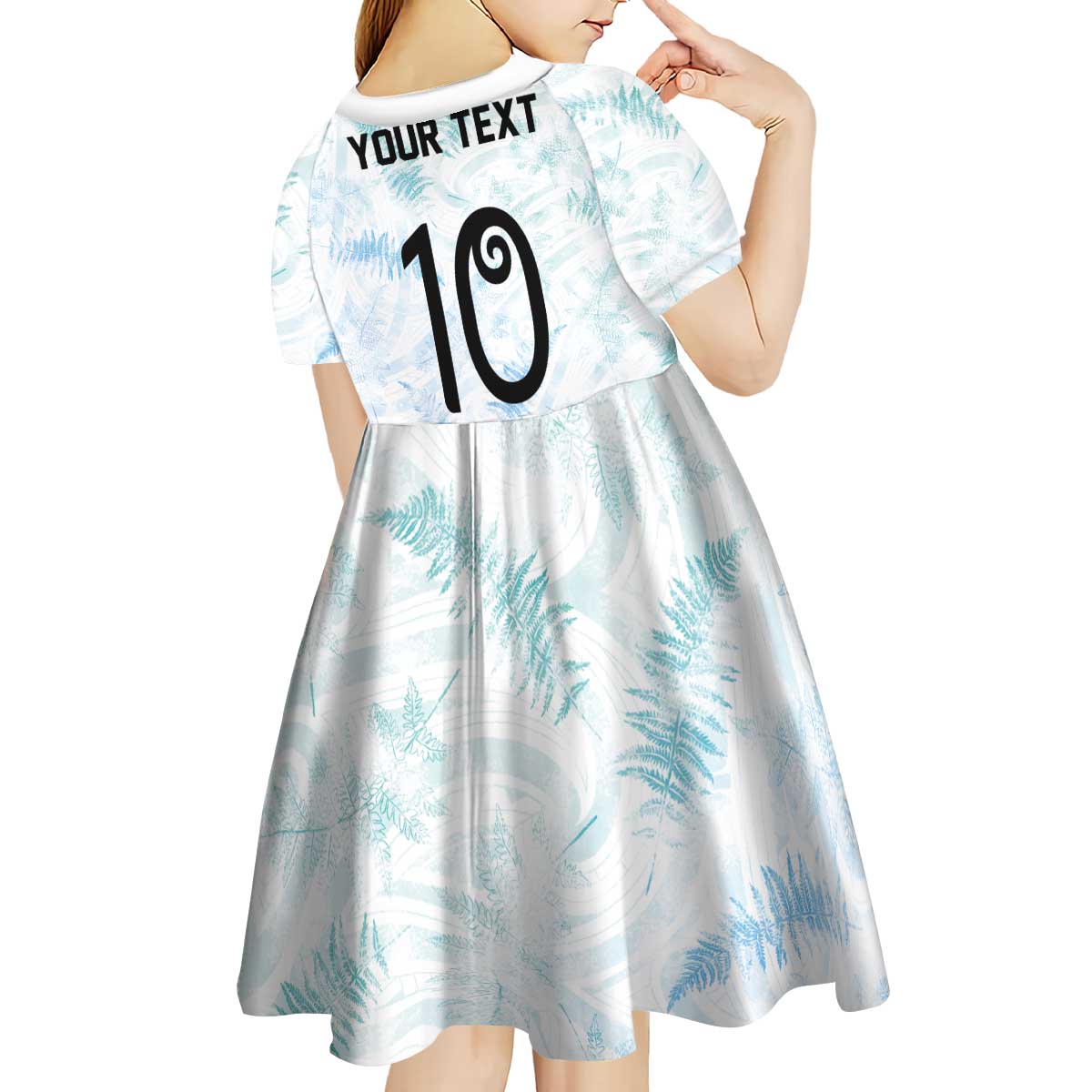 Custom New Zealand Football Kid Short Sleeve Dress The Whites-Aotearoa Inspired - Polynesian Pride