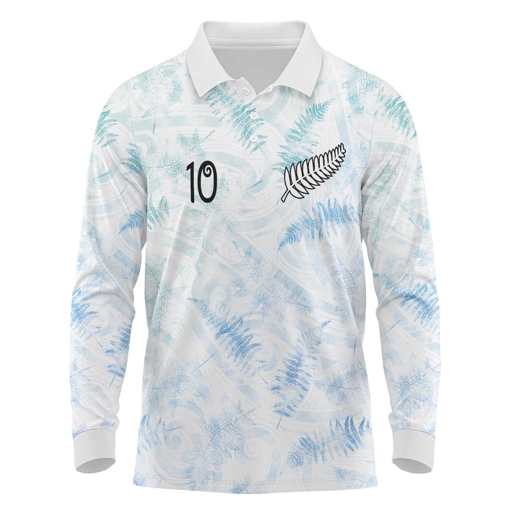 Custom New Zealand Football Long Sleeve Polo Shirt The Whites-Aotearoa Inspired - Polynesian Pride