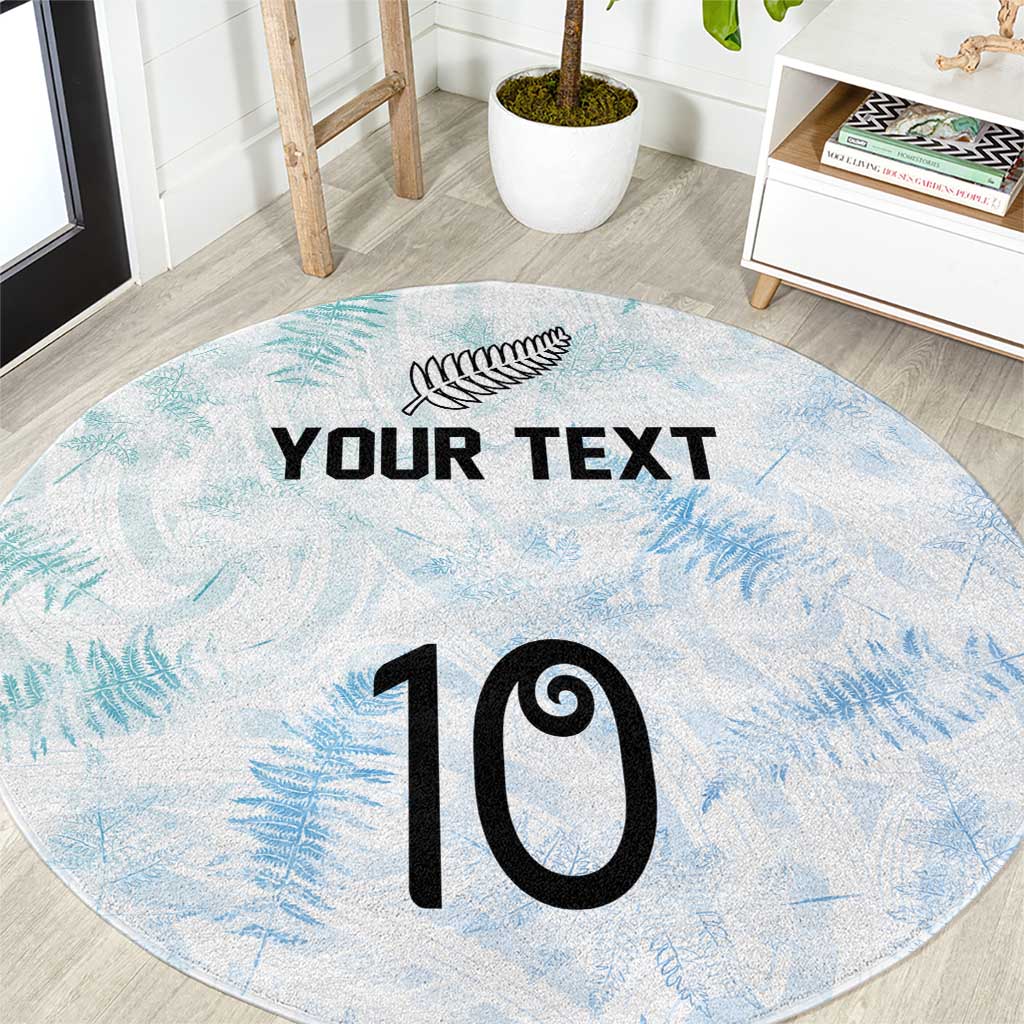 Custom New Zealand Football Round Carpet The Whites-Aotearoa Inspired - Polynesian Pride
