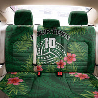 Custom Hawaii Volleyball Back Car Seat Cover Kakau Abstract and Tropical Plants Green Color - Polynesian Pride
