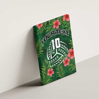 Custom Hawaii Volleyball Canvas Wall Art Kakau Abstract and Tropical Plants Green Color - Polynesian Pride