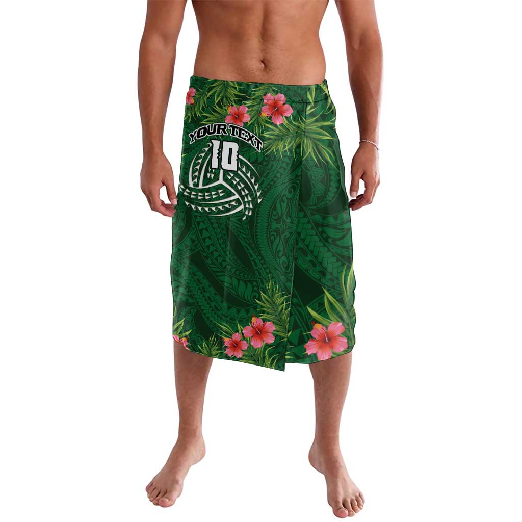Custom Hawaii Volleyball Lavalava Kakau Abstract and Tropical Plants Green Color - Polynesian Pride