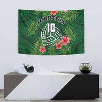 Custom Hawaii Volleyball Tapestry Kakau Abstract and Tropical Plants Green Color - Polynesian Pride