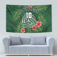 Custom Hawaii Volleyball Tapestry Kakau Abstract and Tropical Plants Green Color - Polynesian Pride