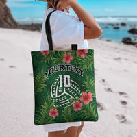 Custom Hawaii Volleyball Tote Bag Kakau Abstract and Tropical Plants Green Color - Polynesian Pride