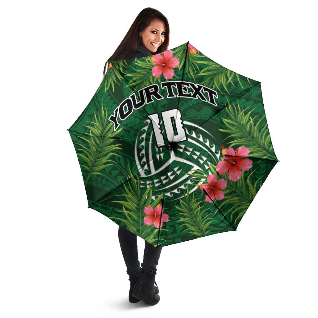 Custom Hawaii Volleyball Umbrella Kakau Abstract and Tropical Plants Green Color - Polynesian Pride