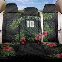 Custom Hawaii Volleyball Back Car Seat Cover Kakau Abstract and Tropical Plants Black Color - Polynesian Pride