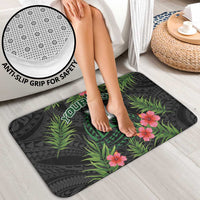 Custom Hawaii Volleyball Bathroom Set Kakau Abstract and Tropical Plants Black Color - Polynesian Pride