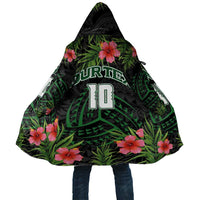 Custom Hawaii Volleyball Cloak Kakau Abstract and Tropical Plants Black Color - Polynesian Pride