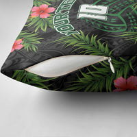 Custom Hawaii Volleyball Pillow Cover Kakau Abstract and Tropical Plants Black Color - Polynesian Pride