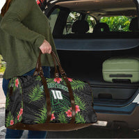 Custom Hawaii Volleyball Travel Bag Kakau Abstract and Tropical Plants Black Color - Polynesian Pride