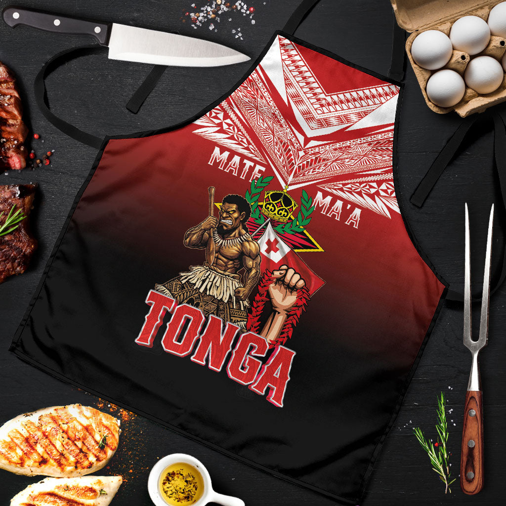 Mate Ma'a Tonga Apron Traditional Warrior and Ngatu Art Pattern LT03 Red - Polynesian Pride
