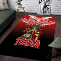 Mate Ma'a Tonga Area Rug Traditional Warrior and Ngatu Art Pattern LT03 Red - Polynesian Pride