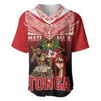 Mate Ma'a Tonga Baseball Jersey Traditional Warrior and Ngatu Art Pattern LT03 Red - Polynesian Pride