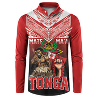 Mate Ma'a Tonga Button Sweatshirt Traditional Warrior and Ngatu Art Pattern LT03 Red - Polynesian Pride