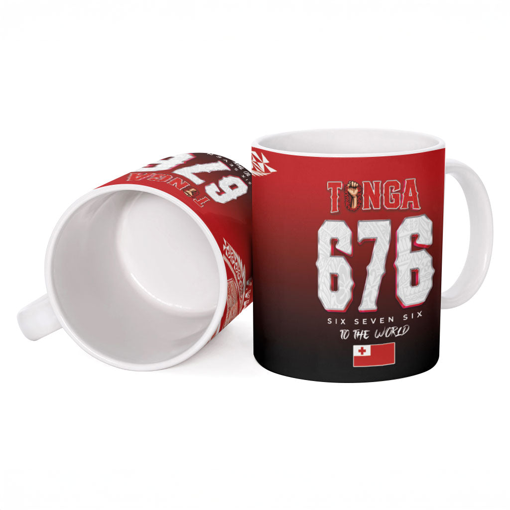 Mate Ma'a Tonga Ceramic Mug Traditional Warrior and Ngatu Art Pattern LT03 - Polynesian Pride