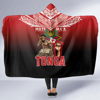 Mate Ma'a Tonga Hooded Blanket Traditional Warrior and Ngatu Art Pattern LT03 One Size Red - Polynesian Pride
