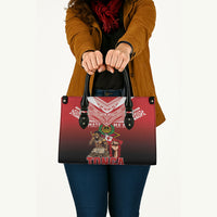 Mate Ma'a Tonga Leather Bag Traditional Warrior and Ngatu Art Pattern LT03 - Polynesian Pride