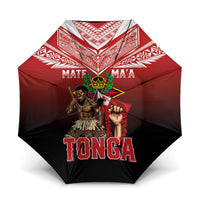 Mate Ma'a Tonga Umbrella Traditional Warrior and Ngatu Art Pattern LT03 One Size Folded 11.42 inch Opened Diameter 37.4 inch Red - Polynesian Pride